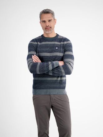 Lerros Strickpullover LERROS, Herren, Gr. XXL, classic navy, Strick, Obermaterial: 100% Baumwolle, gestreift, normal h&uuml;ftbedeckend, Rundhals, B&uuml;ndchen, Pullo