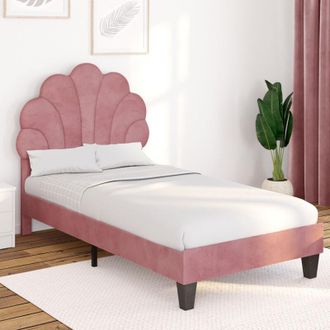 IDMarket Cama Individual Amanda De 90 X 190 Cm Con Somier De Terciopelo Rosa Empolvado
