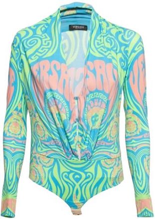 Versace Multicoloured Draped Bodysuit Size XS