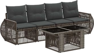 vidaXL Conjunto De Sof&aacute;s De Jard&iacute;n 5 Uds. Gris Y Gris Oscuro Vidaxl