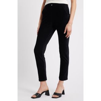 Hue High Waist Corded Knit Straight Leg Pants in Black at Nordstrom, Size X-Large