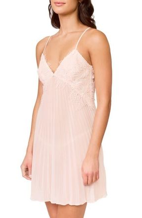 Rya Collection Delight Lace Pliss&eacute; Chemise in Blush at Nordstrom, Size X-Small