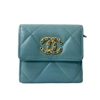 Chanel Blue Leather Wallet (Bi-Fold) (Pre-Owned)