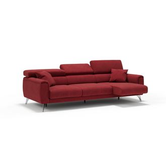 Divani.Store Caravaggio Sof&aacute; De 3 Plazas Extensibles Con Reposacabezas Ajustables En Tejido Impermeable 244 Cm Rojo