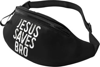 Generic Jesus Saves Bro Waist Bag Bum Bag Unisex Fanny Pack For Shopping Cycling Running 14X35Cm