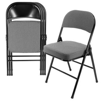 Elama 4 Piece Metal Folding Chair with 2.2 Inch Padded Seats in Gray in Grey at Nordstrom