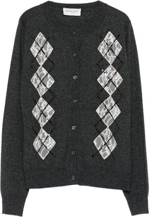 Ermanno Scervino Truien & Vesten, Dames, Grijs, 2Xs, Polyester, Grijze Kant Diamant Vest