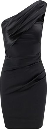 La Petite Robe Di Chiara Boni Zwarte One Shoulder Zijdraperie Jurk - Dames - Korte kleedjes - Zwart - S - Kleedjes