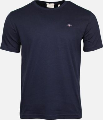 GANT Mens GANT Regular Shield T-Shirt, Evening Blue - Black - Size: 44