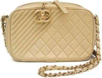Chanel Pre-owned Cocoboy Camera Bag A92655 - Dames - Vintage Schoudertas - Geel - ONE Size - Leer - Vintage