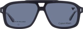 Calvin Klein Demo with Smoke Clip-On Navigator Mens Eyeglasses CK24549MAG-SET 0021 57