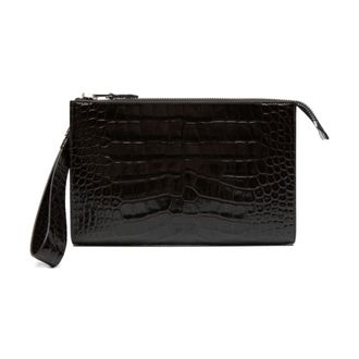 Tom Ford Bags, male, Brown, ONE SIZE, Crocodile-print Leather Clutch Bag