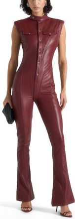 Mani&egrave;re De Voir Annette Leather Jumpsuit in Wine Red at Nordstrom, Size 10