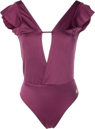 Brigitte short-sleeved open-back swimsuit - women - Polyamide/Spandex/Elastane - PP - Purple