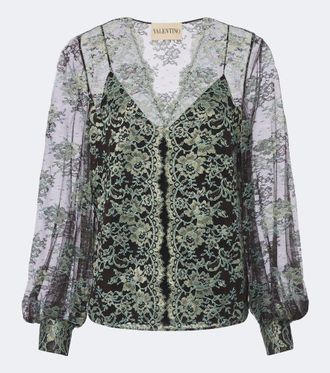Valentino Garavani Blusa in pizzo misto seta