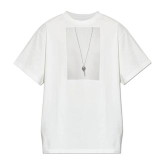 Maison Margiela T-Shirts, male, White, Size: XL Printed Cotton Jersey T-shirt