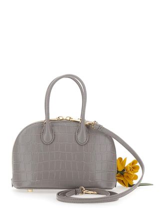 Self Portrait Crocodile-Embossed Leather Mini Bag - Gray