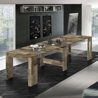 Dmora Mesa De Comedor Moderna, Made In Italy, Consola Extensible Hasta 12 Asientos, Con Soporte De Extensi&oacute;n, 51x90h77 Cm (hasta 300 Cm) Color Arce, Con Emb