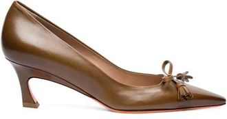 Santoni Mid-Heel Patent Leather Pumps in Brown at Nordstrom, Size 10.5