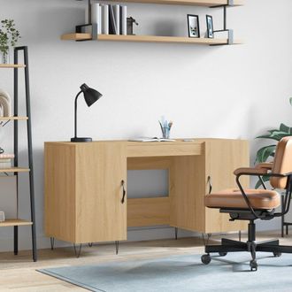 Berkfield Home Desk Sonoma Oak 140x50x75 cm Engineered Wood in Brown | Size: 140 x 50 x 75 cm