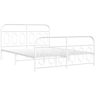 vidaXL Vidaxl - Estructura Cama Sin Colch&oacute;n Con Estribo Metal Blanco 150x200 Cm