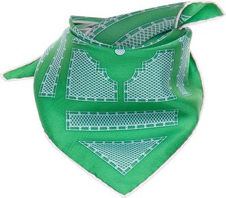 Herm&egrave;s Gavroche 45 Geometric Garden Fence Lattice Print Silk Scarf (Authentic Pre-Loved)