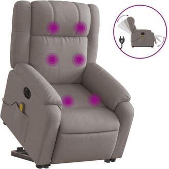 vidaXL Vidaxl - Sill&oacute;n De Masaje El&eacute;ctrico Reclinable Elevable Tela Taup&eacute;