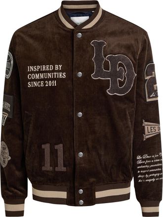 Les Deux Quilted Appliqu&eacute;d Corduroy Varsity Jacket - Bronze - Xxl