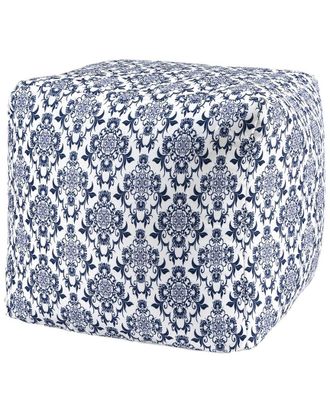 LR Home Jaylen Classic Floral Damask Handmade Cotton Ottoman Pouf