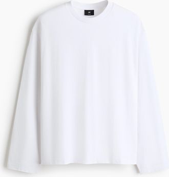 H&M Langarmshirt aus Jersey in Oversize Fit - White
