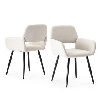 Urban Meuble Juego de 2 sillas escandinavas de tela beige con patas negras