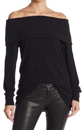 Go Couture Popover Off-the-Shoulder Sweater in Black at Nordstrom Rack, Size X-Large