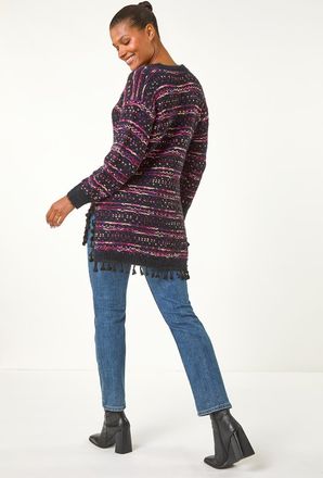 Roman Boucle Fringe Hem Tunic Jumper