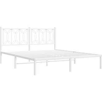 vidaXL Estructura Cama Sin Colch&oacute;n Con Cabecero Metal Blanco 150x200cm Vidaxl