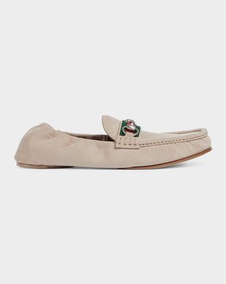 Gucci Men & apos;s Horsebit 1953 Suede Moc-Toe Loafers