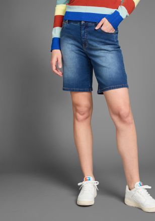 Kangaroos Jeansbermudas KANGAROOS, Damen, Gr. 32, N-Gr, blau (dunkelblau us), Denim/Jeans, Obermaterial: 80% Baumwolle, 18% Polyester, 2% Elasthan, kurz, Jeans 