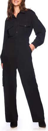 Susana Monaco Long Sleeve Cargo Jumpsuit in Black at Nordstrom Rack, Size X-Small