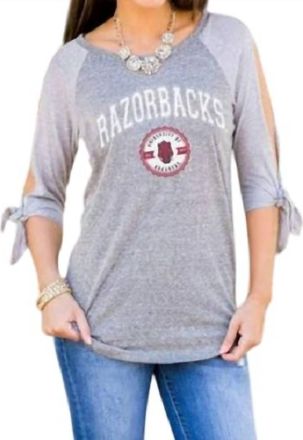 Gameday Couture University Of Arkansas Top In Grey