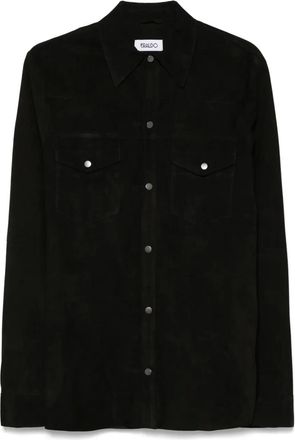 ERALDO Camicia in pelle scamosciata - Nero