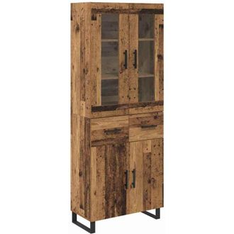 vidaXL Aparador Alto 2 Pcs Madera Envejecida Madera De Ingenier&iacute;a Vidaxl