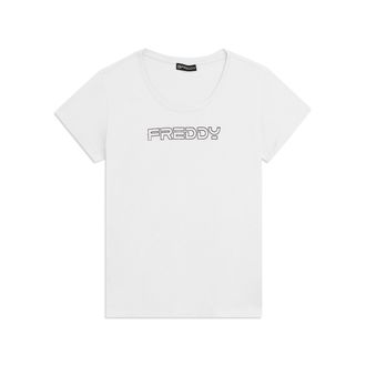 Freddy T-shirt Manica Corta con Logo FREDDY in Outline Glitter