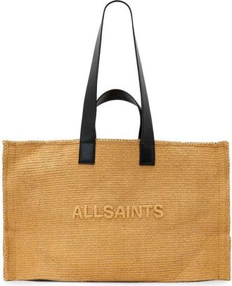 AllSaints Lutece Paper Straw Tote in Biscuit Brown at Nordstrom