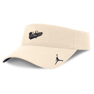 Nike Jordan Mens Michigan Wolverines Primetime Ace Jordan Brand Dri-FIT College Adjustable Visor in Brown | JC050C38MWN-J5D