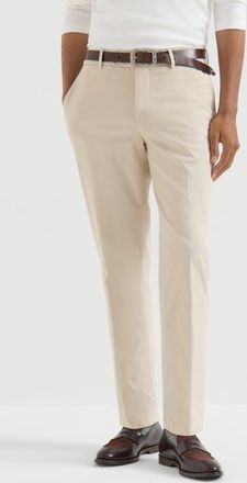 Brunello Cucinelli Garment-dyed Italian fit trousers in American Pima comfort cotton gabardine in Light Brown at Nordstrom, Size 58