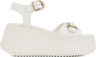 Chloé 80 mm sandalen met gespsluiting en plateauzool - Wit