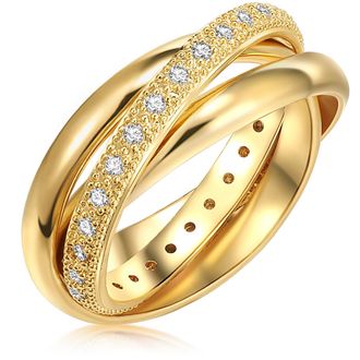 Lulu & Jane Womens Female Fashion jewelry ring Brass - Gold - Size P