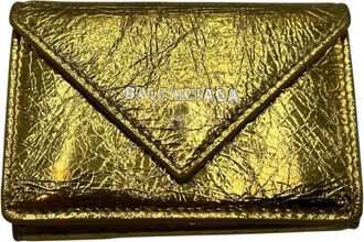 Balenciaga Gold Leather Wallet (Tri-Fold) (Pre-Owned)