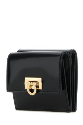 Ferragamo 220434760658 Nero Leather Portafogli Wallet
