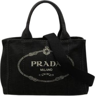 Prada Pre-owned Canvas Satchel - Dames - Vintage Shopper - Zwart - ONE Size - Vintage