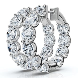 Pompeii3 10Ct Diamond Hoops U Prong 1 Tall White or Yellow Gold